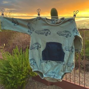 Kate Quinn Boy 6-12 Months Sports Car Bubble Romper Organic Cotton Long Sleeve